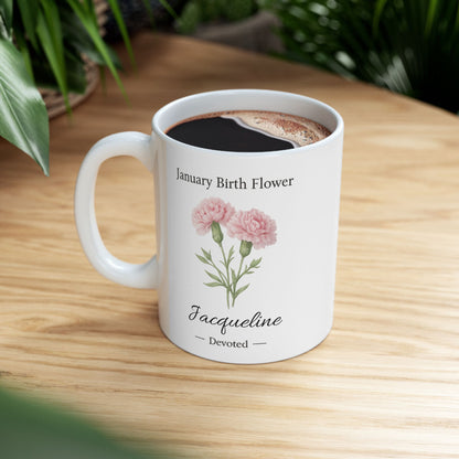 January Birth Flower Mug, (11oz, 15oz)