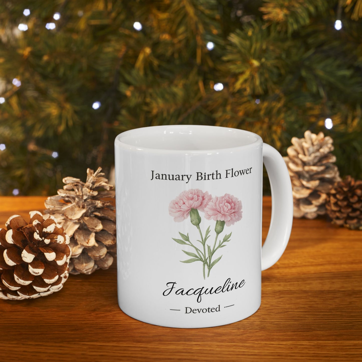 January Birth Flower Mug, (11oz, 15oz)